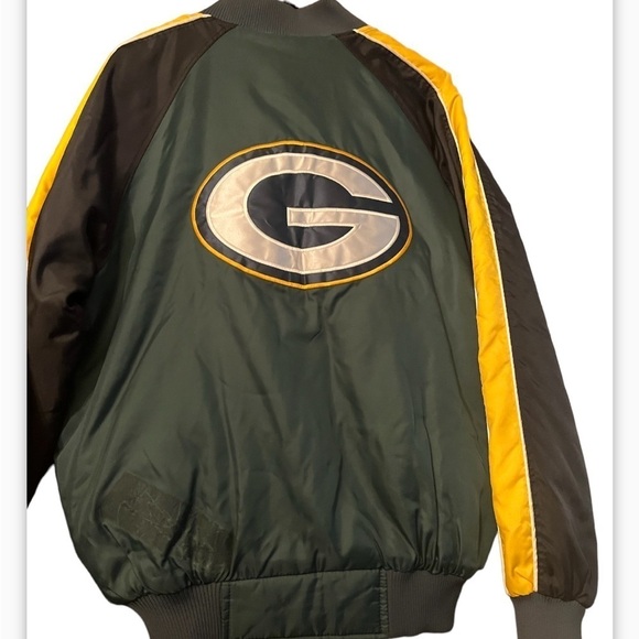 Y2K Green Bay Packers Puffer Jacket NFL Sz M Color Block Sports Wear Vintage VTG - Picture 4 of 10